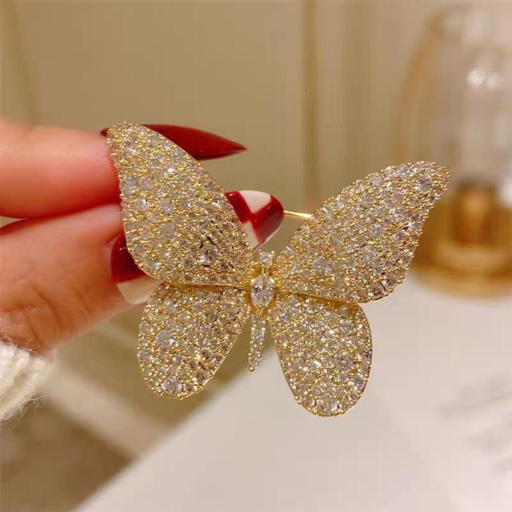 Diamond Butterfly Versatile Simple Brooch Flower Anti-light Pin Clothing Accessories Corsage