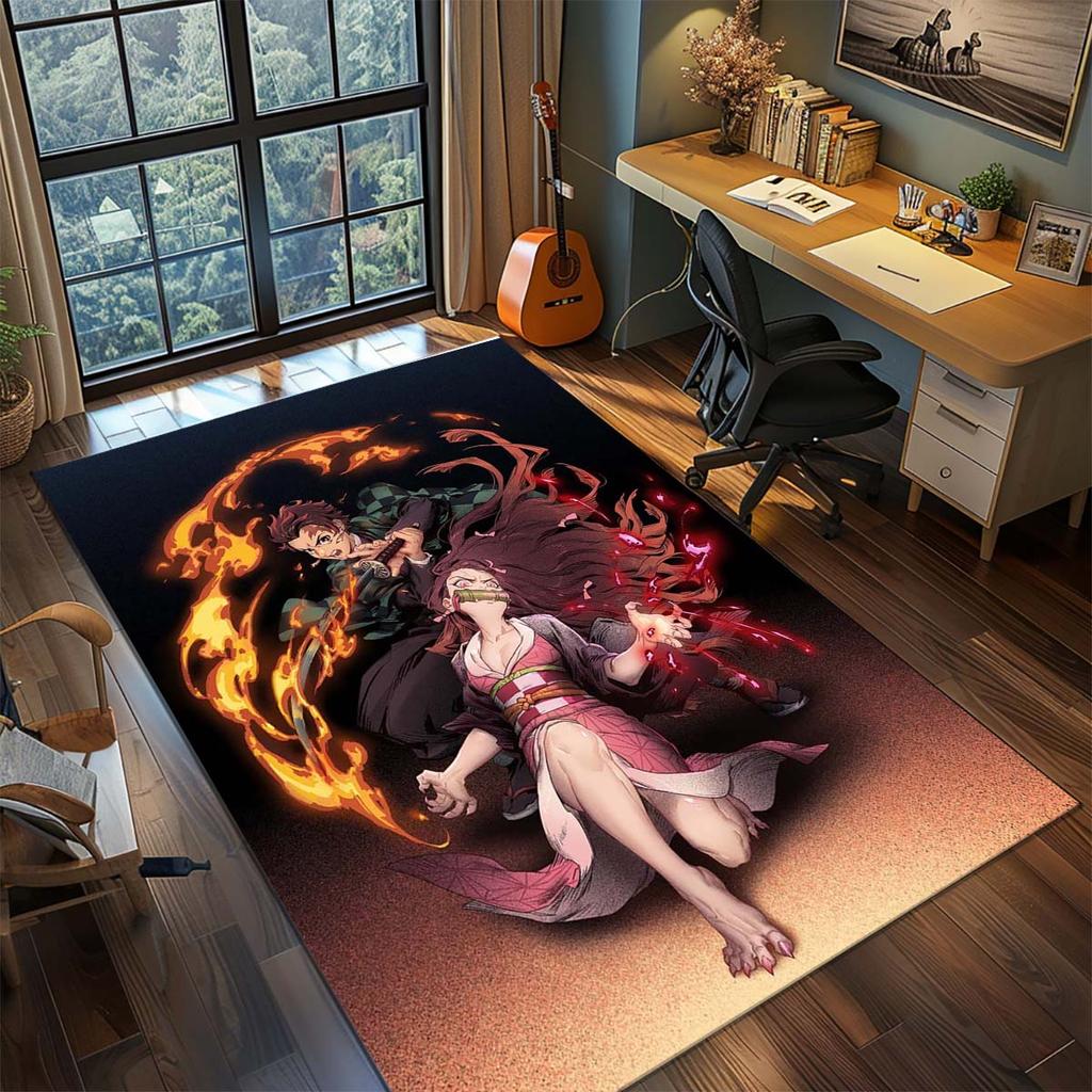 Demon Slayer Anime Rug Carpet Large Area Rug Non Slip Washable Floor Mat Gamer Room Bedroom Home Decor -QJY