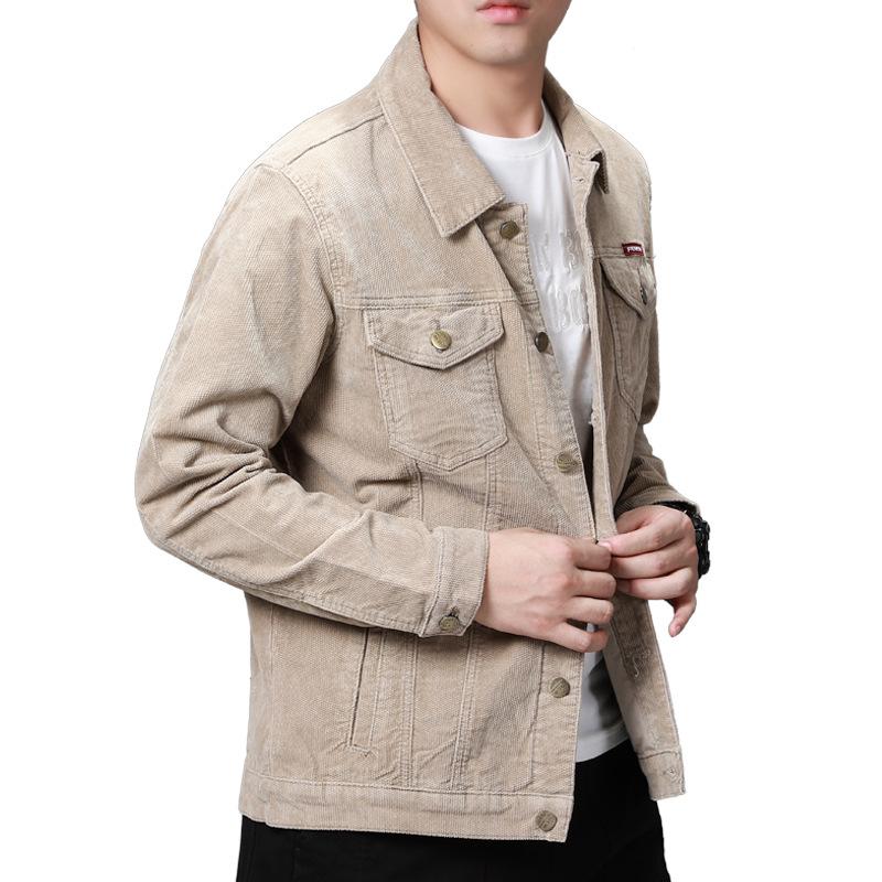 2024 Spring And Autumn Jacket Coat Korean Edition Corduroy Slim Fit Casual Solid Color Collar Jacket Top