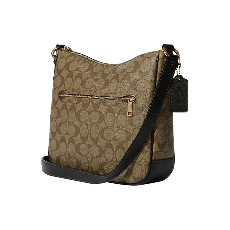 COACH Ellie Coated Canvas With Pebbled Leather Crossbody Bags Medium Women's Khaki C6919-IME7V
