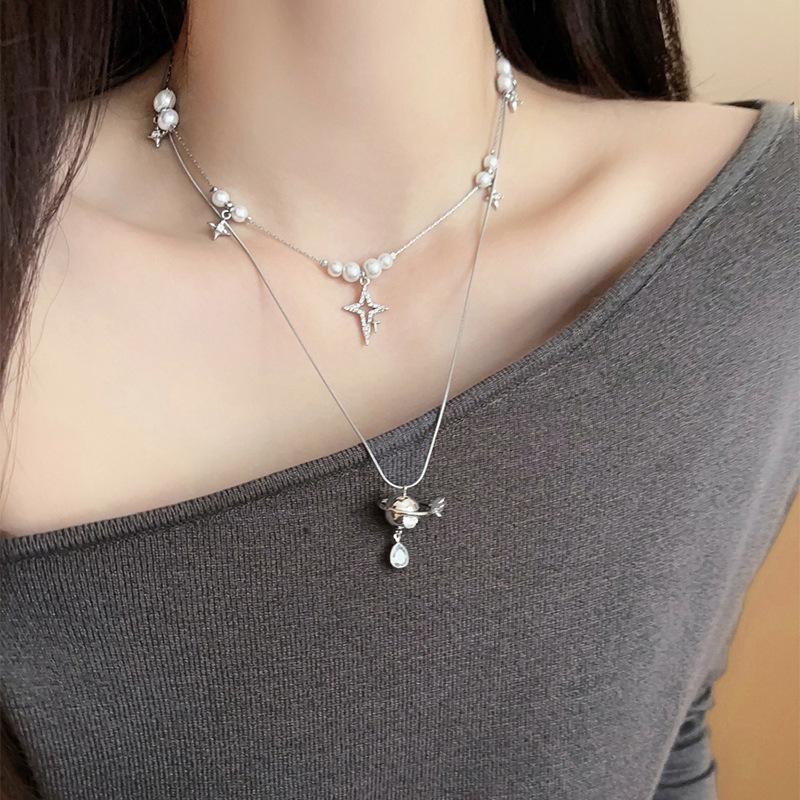 Diamant Saturn Anhänger Perlenkette - Herbst/Winter Luxus Schlüsselbein Kette: Exquisite, vielseitige Accessoires.