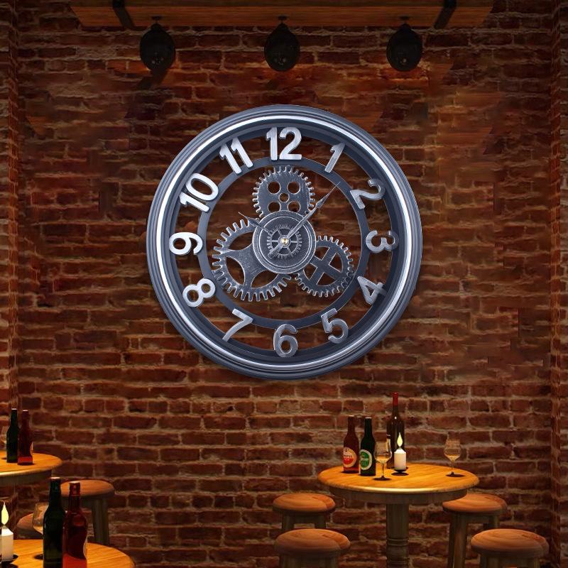 38CM Retro Industrial Style Gear Decoration Bar Cafe Wall Decoration Pendant Internet Cafe Gear Clock Background Wall