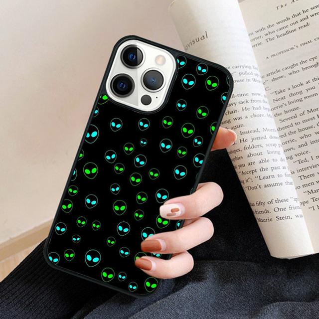 Cartoon Alien Phone Case Cover For iPhone 17 Air 16 15 14 Plus 12 13 Pro Max Coque Shell Fundas