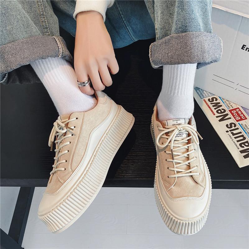 

Мужская повседневная парусиновая обувь, модные парусиновые кроссовки на шнуровке и платформе, повседневная обувь для скейтбординга в стиле хип-хоп, мужская вулканизированная обувь 39 бежевый