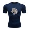 Men's Compression Workout T-Shirt, Stylish Angry Tribal Wolf