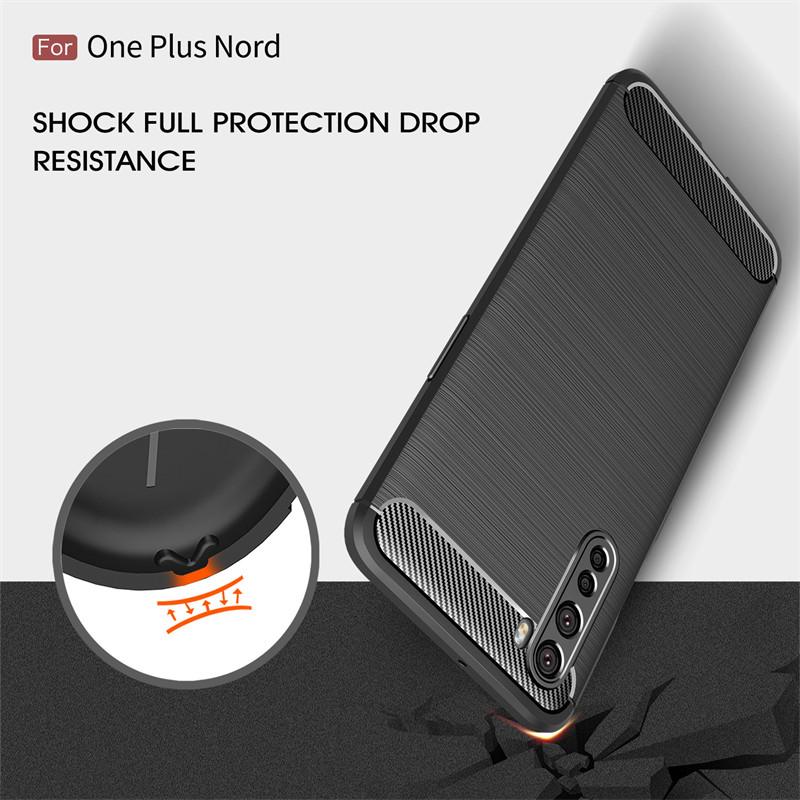 Oneplus Nord AC2003 Case Carbon Fiber Protection Armor Soft Silicone TPU Back Cover Phone Case for Oneplus Nord AC2001 Coque