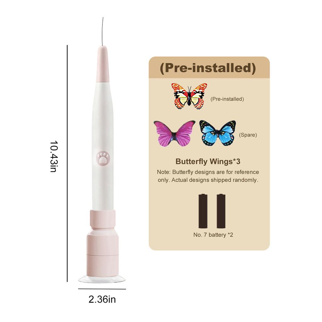 Electric Butterfly Flying Cat Self-entertaining Toy Butterfly Cat Teaser Stick for Kitten Catcher Having Fun Exercise Playing