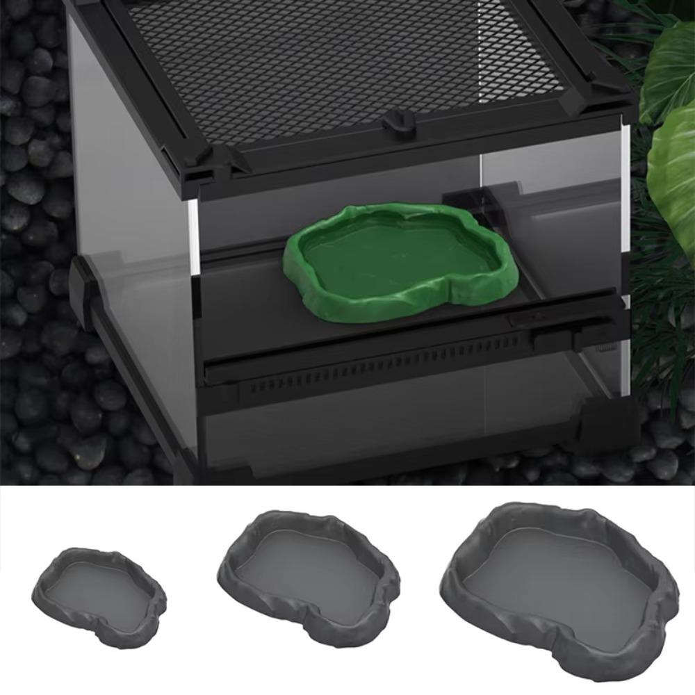 Stone Texture Reptile Feeder Bowl ABS Resin Feeding Bowl Dish New Water Dish Feeder Pet Crawler