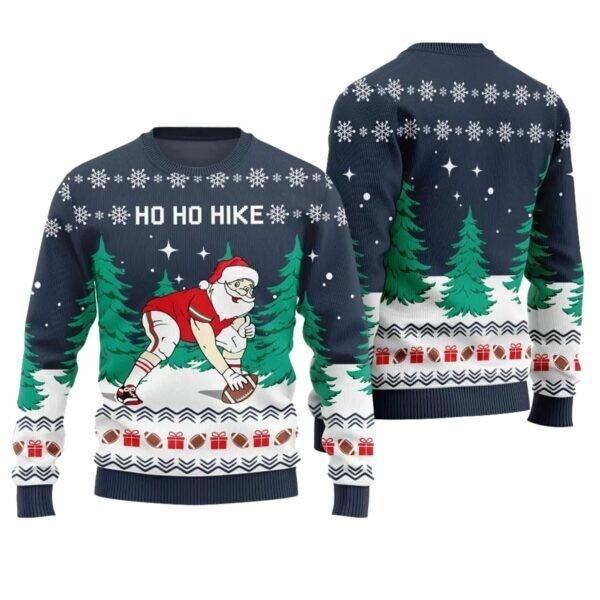 Ho Ho Hike Santa Football Ugly Christmas Sweater BG Unisex T-Shirt XL