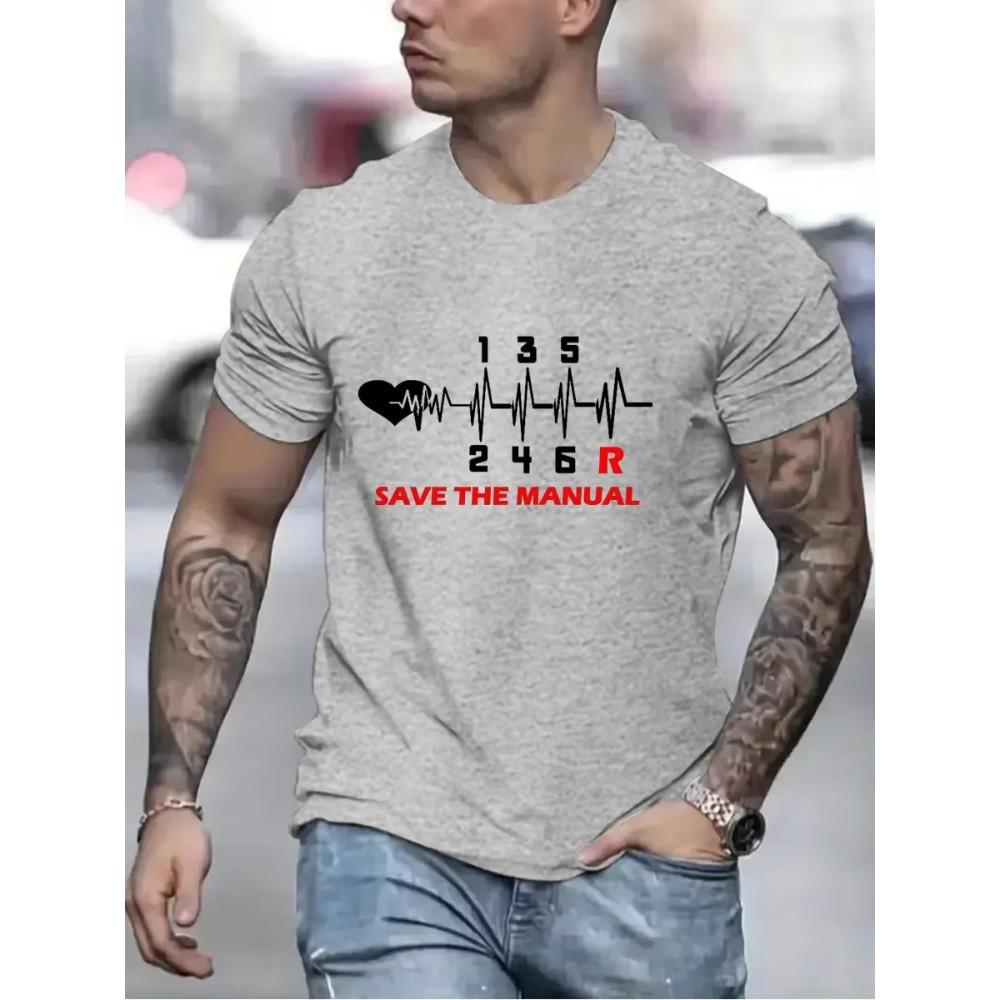 Vintage T Shirts for Men Save The Stick Manual Transmission Three Print Top Oversized Tee Hip Hop T-Shirts Men Clothing Camiseta