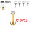 10 pezzi Titanio G23 Piercing Labret Stud per Labbra Orecchini Per Donne Gioielli per il Corpo Nasale 20/18/16G labret