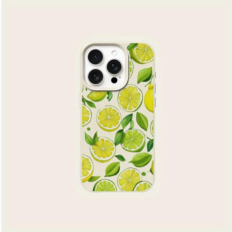 A Lemon Slice Print Lychee Texture Phone Case, Suitable for iPhone 17, 16, 15, Plus, Pro, Max Series Phones - Can Be Used as a Gift