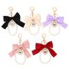 Fashionable Pearls Embellished Bows Bag Accessory Versatile Keychain Pendant Hanging Decoration For Purses