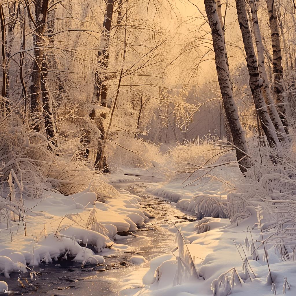 Diamond Painting Kit - Snow Scene DIY Set, Round Acrylic Diamonds, Frameless Home Wall Decor Art and Craft Kit, Surprise Gift