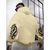 Dragon Element Print Pocket Hooded Sweatshirt Is Suitable for Daily Holiday Outdoor Wear, Autumn And Winter Thickened Men'S Print Hoodie