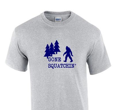 Gone Squatchin T-Shirt Bigfoot Sasquatch Sport Gray Navy Blue Funny Shirt S-5XL