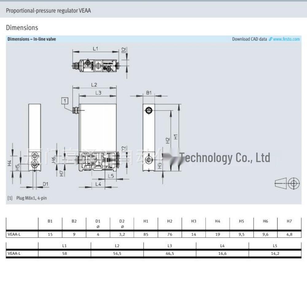 FESTO VEAA-B-3-D2-F-A4-1R1 Proportional Pressure Regulator Valve (8046893) - Full series available upon request.
