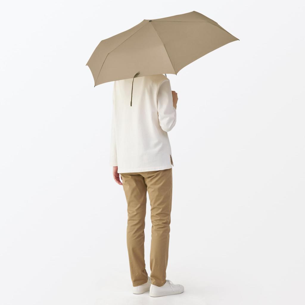 MUJI Folding Umbrella for Sun and Unisex Dark 60cm Rib Length Rain, Adult, DEA53A5A, Beige,