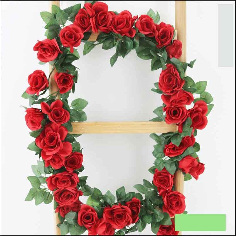 Lush 2.4m Artificial Silk Rose Flower Ivy Vine Garland For Wedding And Party Decor