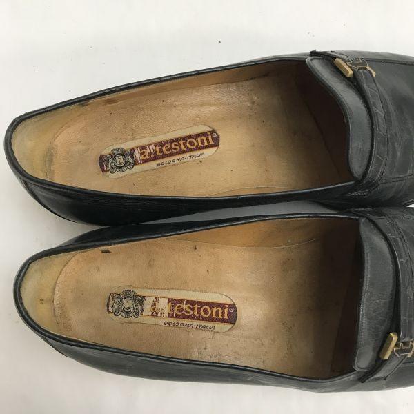 A.Testoni Leather Moccasin Slip-on Loafer 6.5 25 Black Business Dress shoes(USED)