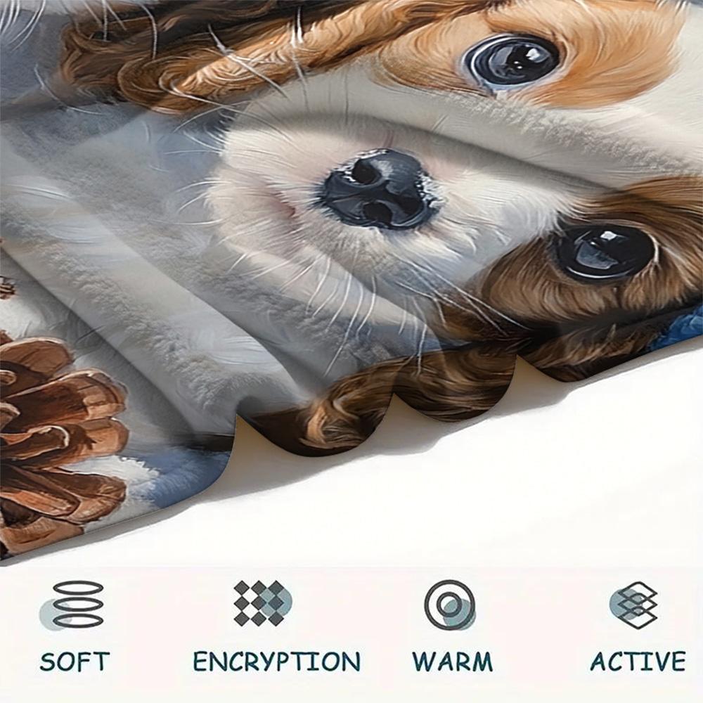 Puppy Print Flannel Blanket, High quality Comfortable for All Seasons, Home Decor, Warmth and Comfort, Perfect for Christmas Gifts