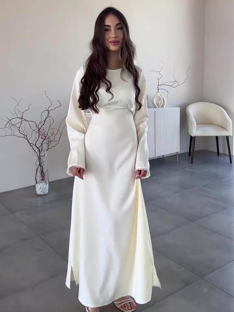 Rochie de vară 2025 cu croială slim, cu buline și bordură din dantelă, guler Peter Pan