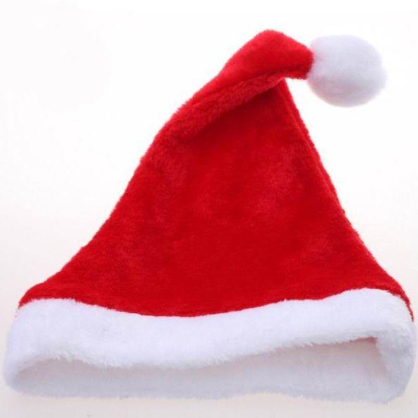 Embroidered Plush Christmas Hats for Adults & Children