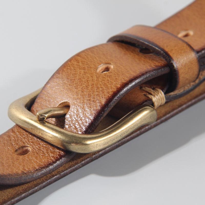 Thick Cowhide Belt Women's Pure Copper Button Top Cowhide All-match Casual Jeans Belt High Quality Retro Luxury Women Belt
