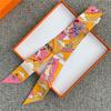 POBING Fashion Print 18m/m Twill Silk Scarves Women Luxury Brand Scarf Bag Ribbons Tie Head Scarf Small Long Skinny Scarf 86*5CM