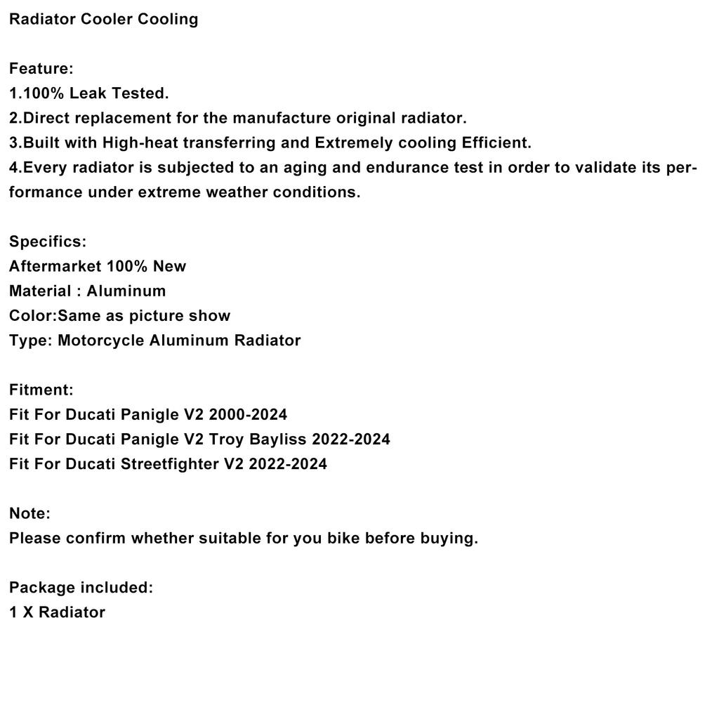 Radiator Cooler Cooling For Ducati Panigale V2 00-24 Streetfighter V2 22-24