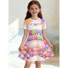Soft and Breathable Purple Starry Sky Fairy Printed Short Sleeved Casual Dress Suitable for Birthdays and Parties in Summer