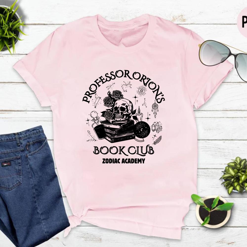 Zodiac Academy T-Shirt Professor Orions Buchclub Shirt Geschenk für Buchliebhaber Fantasy-Leser Bücherwurm Rundhals-T-Shirt Geschenk für Sie