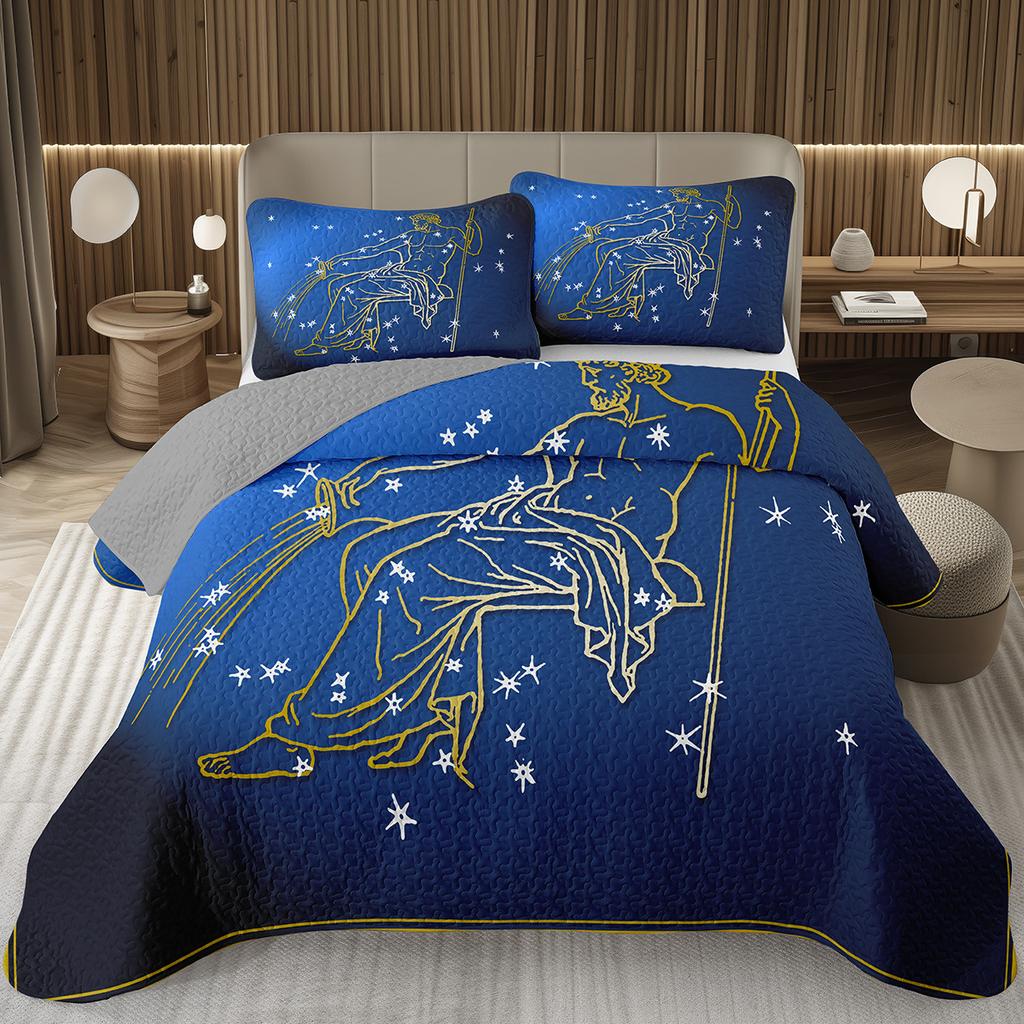 12 Constellation Astrology Bedspreads Zodiac Coverlet Boho Exotic Twin King Bedding Set Reversible Grey Quilted Bedspread Cover