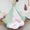 Two-Tone Satin Chiffon Lace-up Dance Midi Skirt for Women