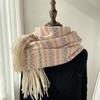 Rainbow Plaid Scarf for Women Winter Korean Version Sweet Soft Girl Student Versatile High End Scarf Thickened Warm Shawl