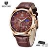 Benyar 5160 Watches Men Luxury Quartz Men Watch Rose Gold Case Fashion Male Clock Chronograph Waterproof Sport Leather Bracelet