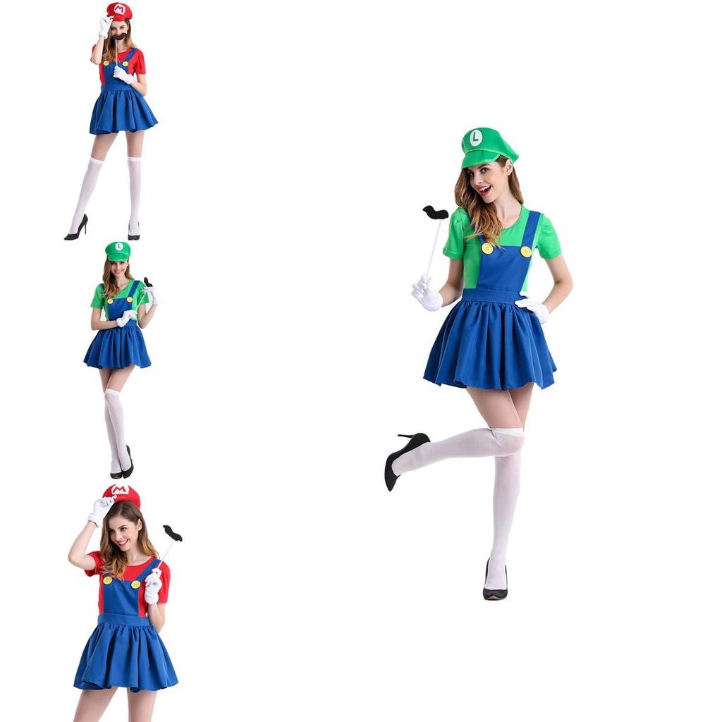 Women's Super Mario Bros Luigi Costume With Breathable Spandex And Exquisite Workmanship