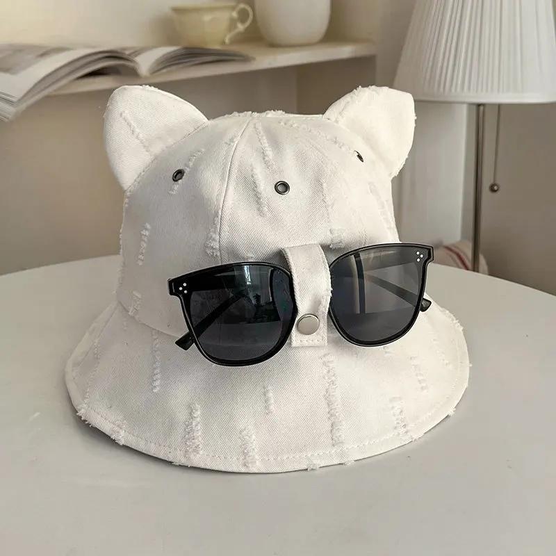 Bucket Hat With Glasses Women Spring Summer Sun Protection Fisherman Cap Cute Cartoon Fashion Panama Outdoor Bob Chapeau