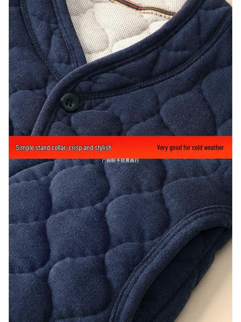Men's Winter Plush Jacket & Pants Set - Thickened Cotton Outerwear for Middle-aged & Elderly Warmth