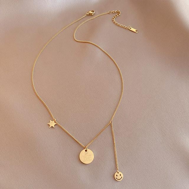 

Нержавеющая сталь звезда письмо тег улыбающееся лицо ожерелье для женщин чокер модные вечерние модные украшения браслеты женские