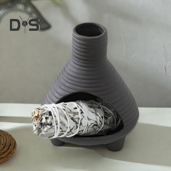 Handgemachter Palo Santo Halter aus Keramik mit Salbei-Stick, Räucherschale, Kegel, Räuchergefäß, Chimenea, Yoga, Meditation, Zen-Dekoration
