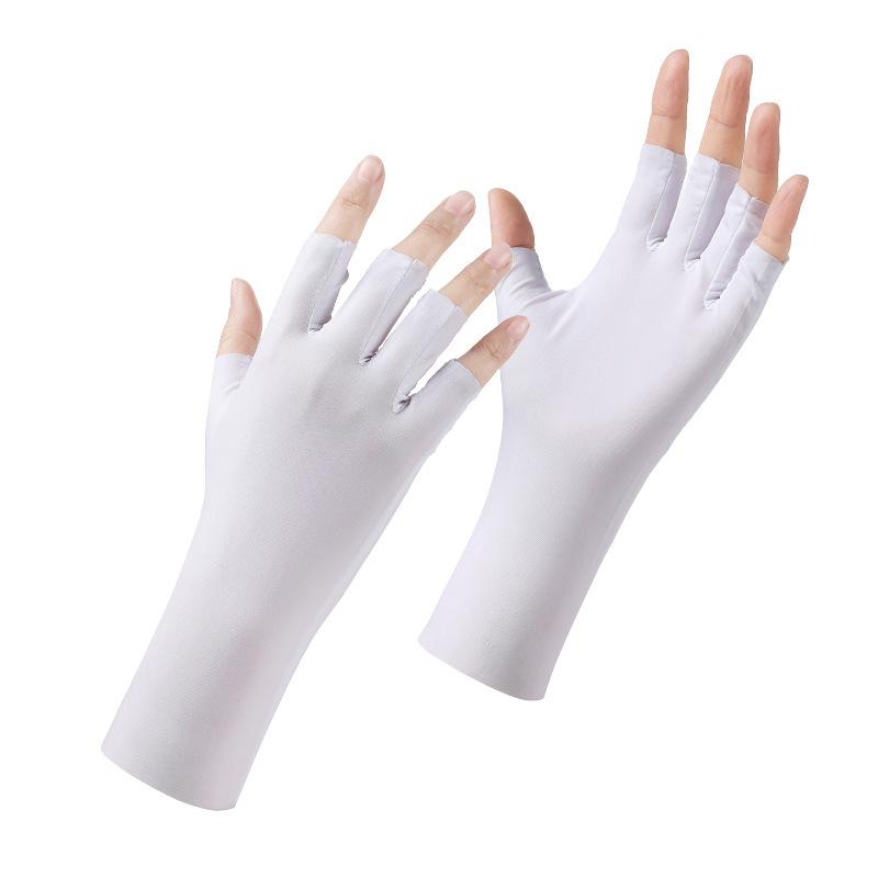 Letní ledové hedvábné opalovací rukavice s polovičními prsty Šetrné k pokožce Prodyšné Odolné proti UV záření Tenký styl Řidičské Rukavice na prsty Proti černání Nehtové umění