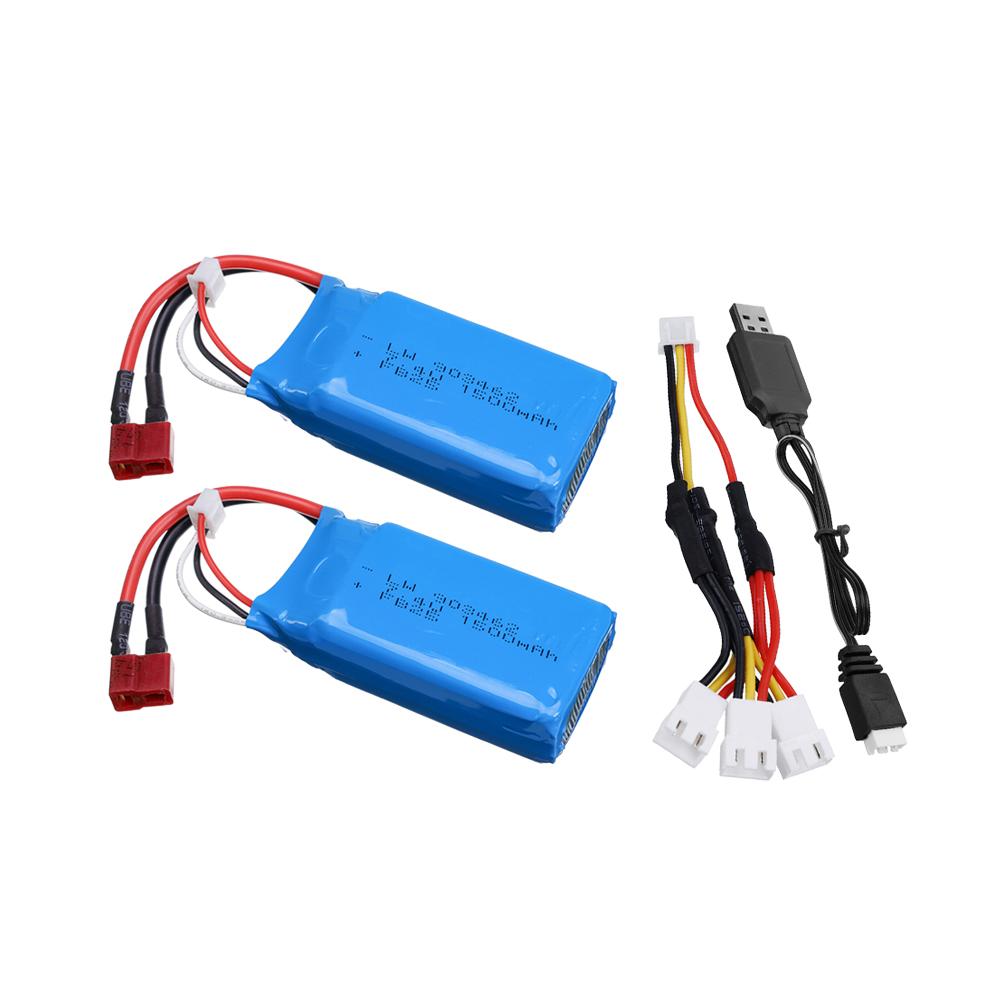 7.4V 1500mAh Lipo battery With Charger For Wltoys 12428 144001 A979-B RC Car battery Spare parts 2S 7.4 V 1500 mah 903462 T plug