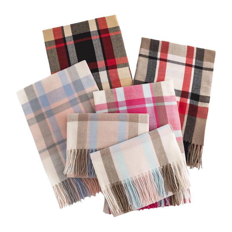 The New Autumn Checkered Faux Cashmere Tassel Extended Scarf Is A Versatile Commuting Sunshade and Sun Protection Shawl for Both Men and Women