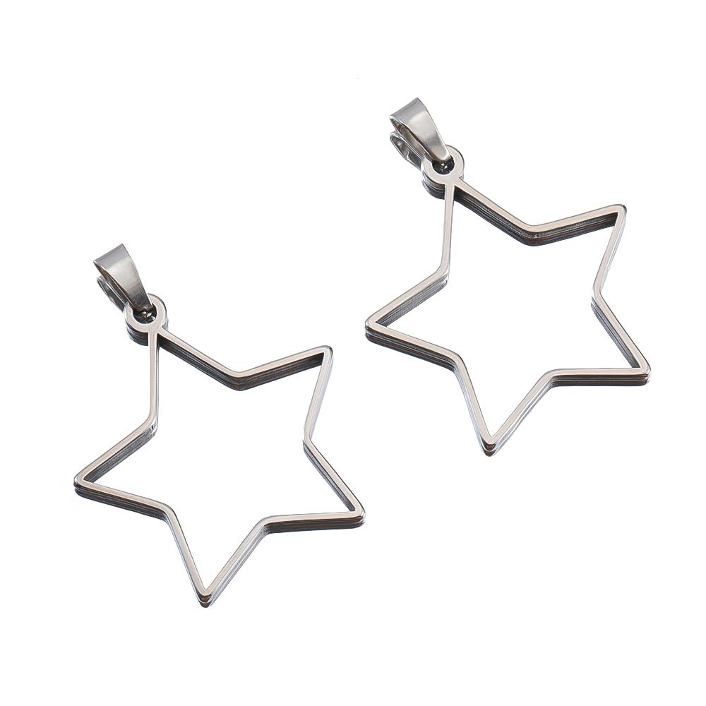 5pcs Hollow Stainless Steel Star Moon Frames Blank Bezel DIY Earrings Geometric Heart Pendant Base Charm Necklace Jewelry Making