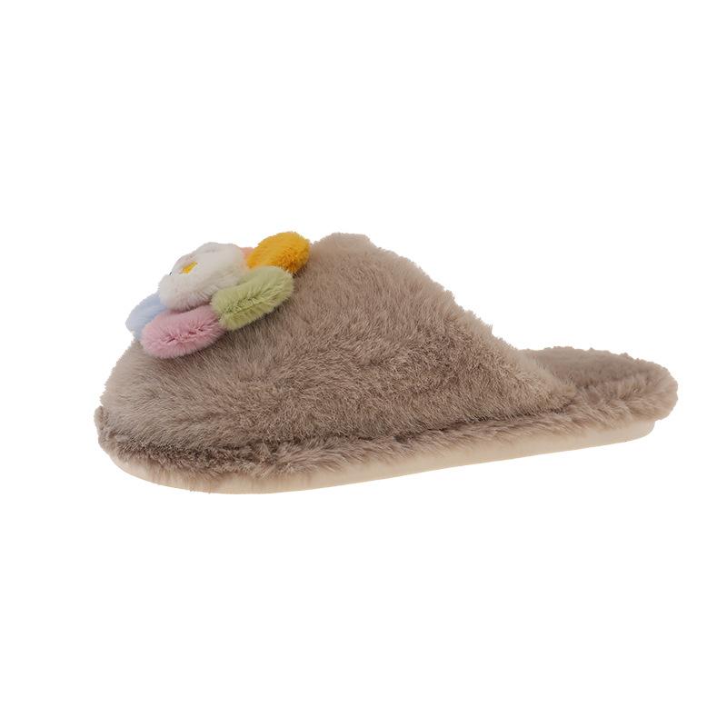 2025 New Autumn Thick-soled Cotton Slippers Two-color Bottom Girls Fluffy Slippers Fashion Versatile Home Cotton Slippers Women