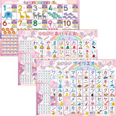 Bath School Set Price Number Chart Hiragana and Katakana Bath Poster Set of 2 Made In Japan Numbers Letters Exams Learning Educational B3 Size