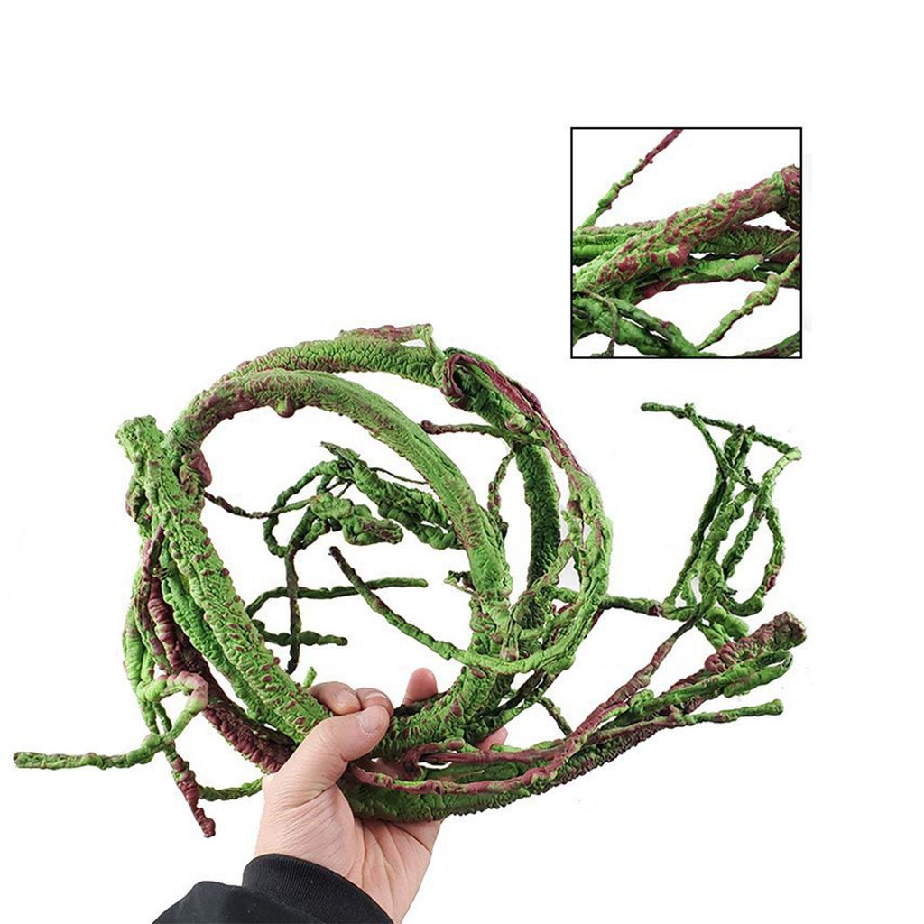 Plazi Rostlina Úkryt Liána Větev Listy Terárium Džungle Habitat pro Ještěrky Gekony Hada Dekorativní Umělá Rostlina