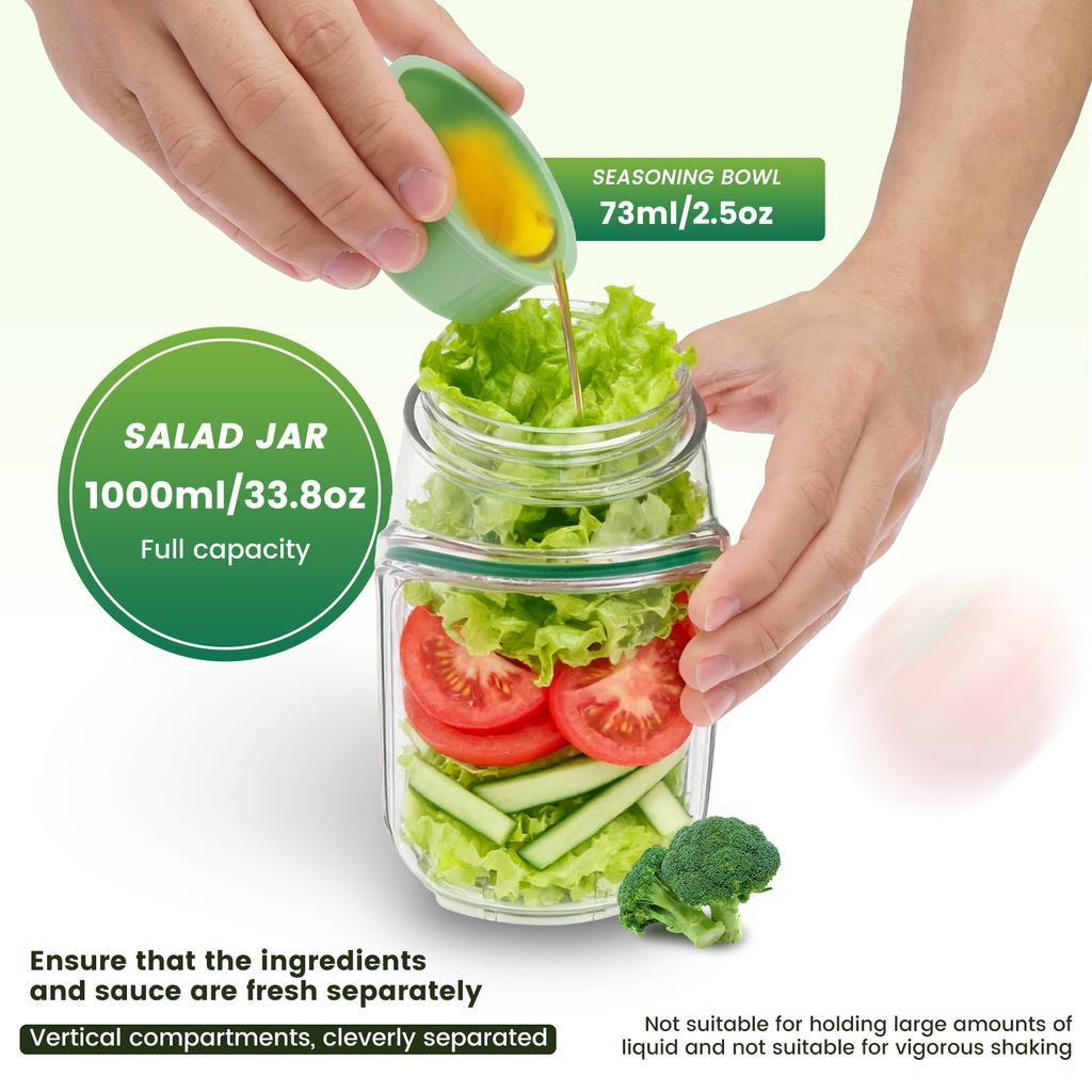 Salad Pod Multi-functional Food Storage Canister Portable Salad Jar with Lid Stainless Steel Fork Sealed Plastic Salad Container