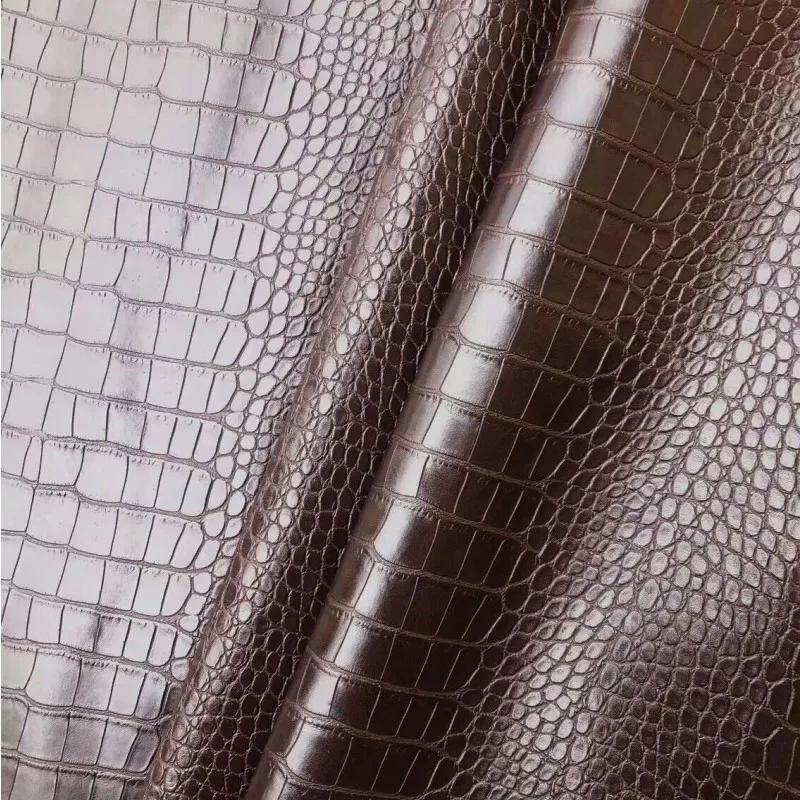 50 X 138cm Glossy Embossed Crocodile Texture Faux Leather Roll Synthetic Leather Crafts Fabric for Upholstery DIY Craft